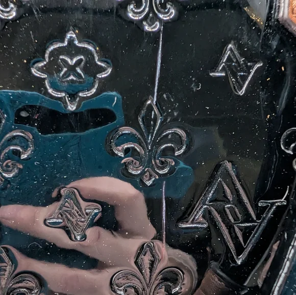 Adrienne Vittadini Black Patent Dome Satchel with Brown Trim - Picture 5 of 8